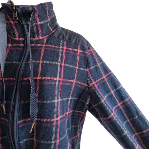 Talbots XL P Navy Blue Plaid Knit Jacket - Picture 6 of 15